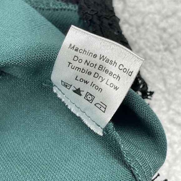 Tuckernuck Shirt Womens Small Juniper‎ Green Black Scalloped Lace Vail Blouse - Picture 7 of 10